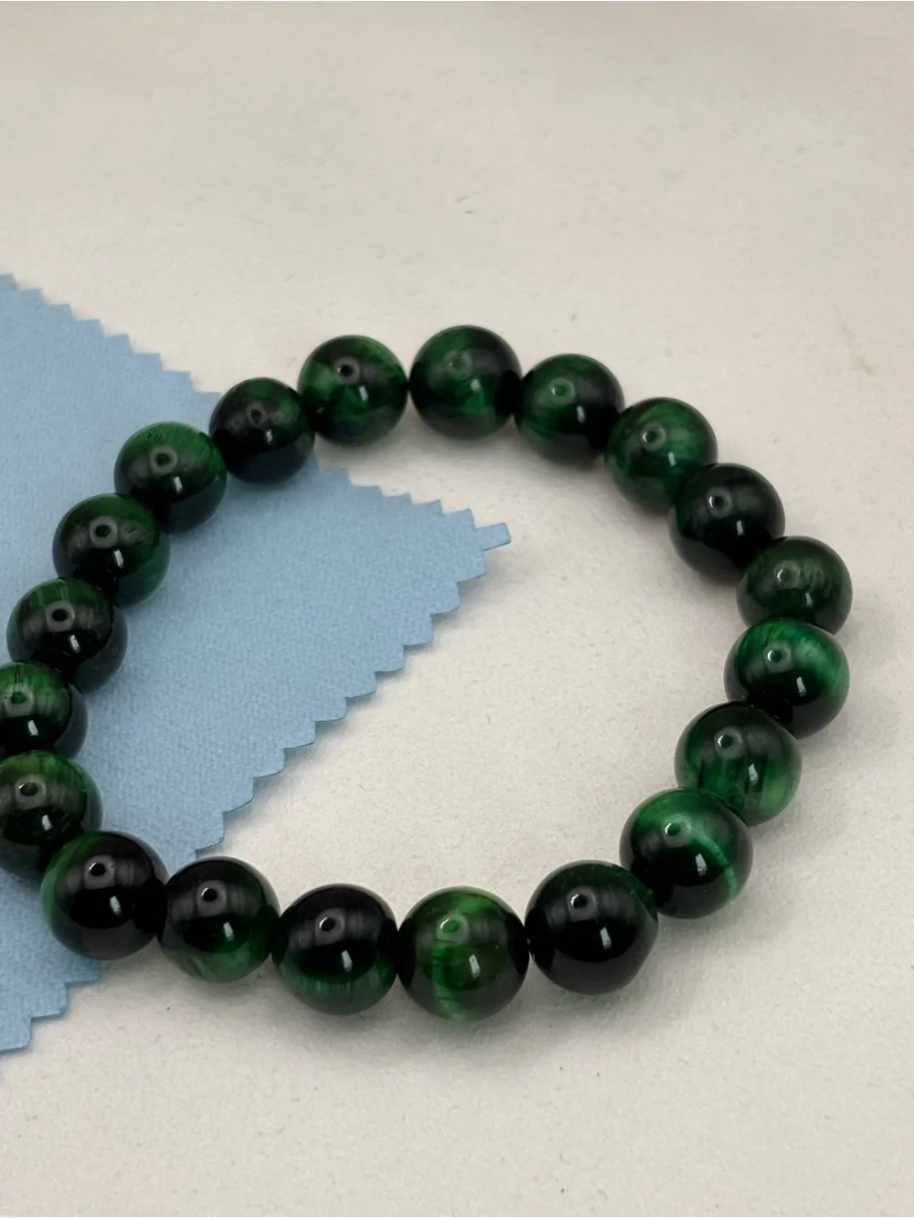 10mm Green Tiger Eye Beaded Stretch Bracelet - Women Jewelry